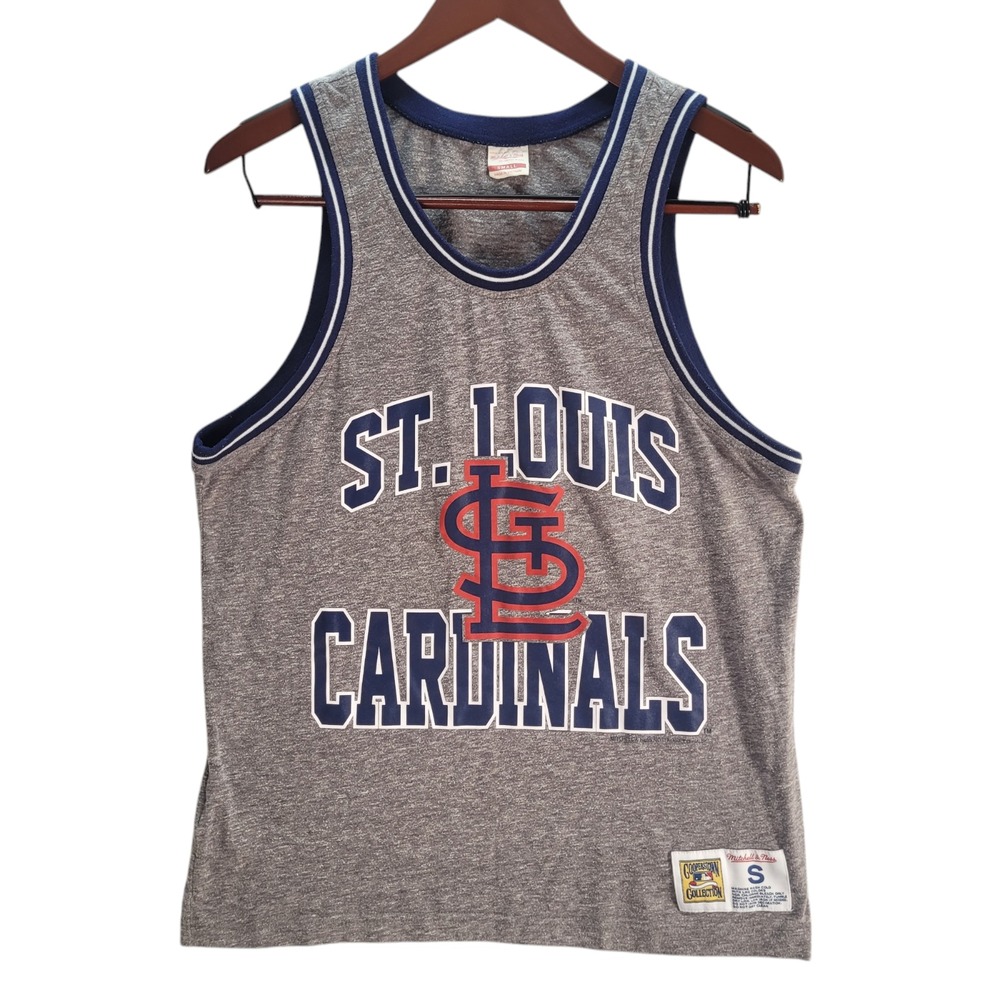 St. Louis Cardinals Mitchell and Ness Sleeveless Tank Top Shirt Navy Womens S